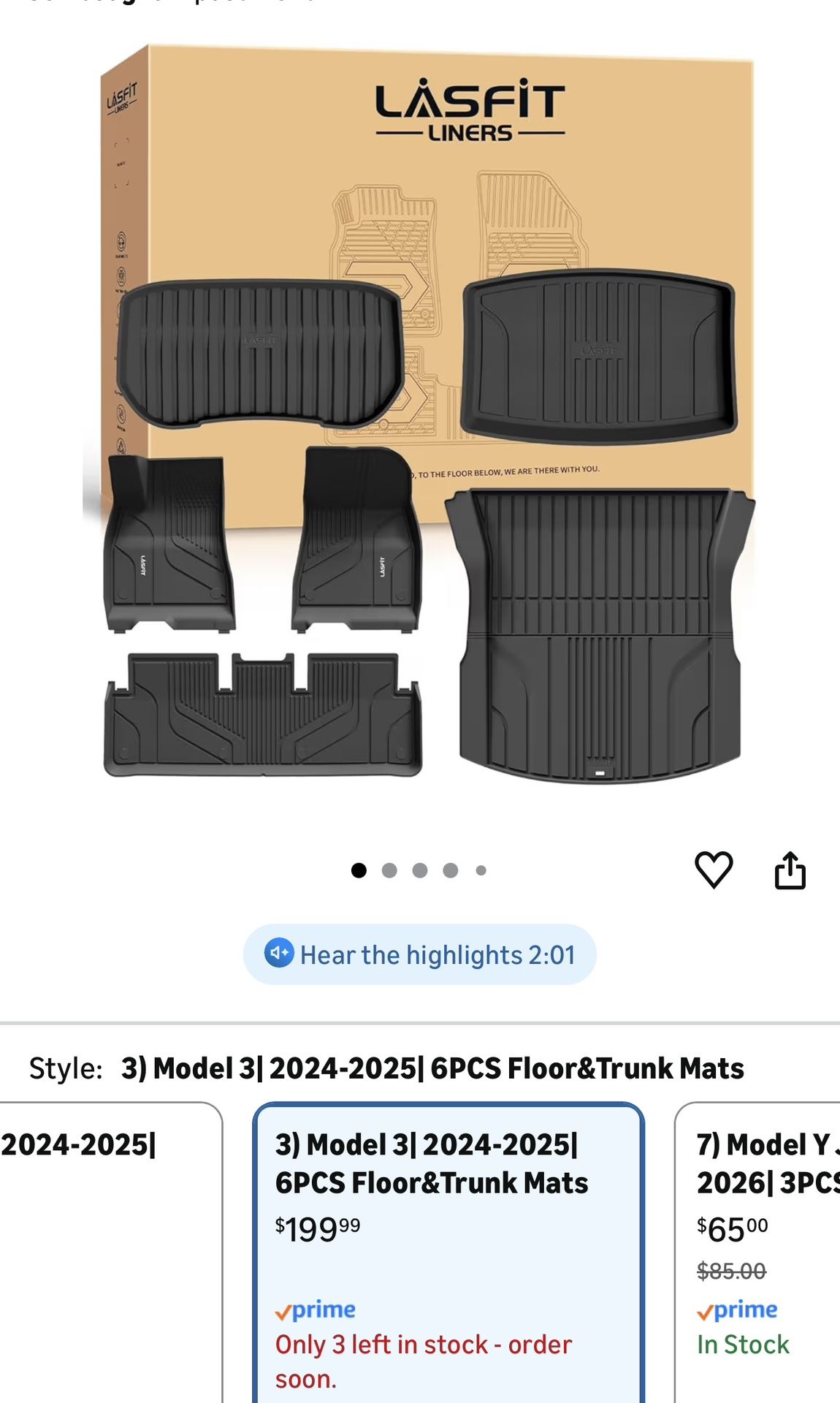 Mats Tesla Model 3 2023-2025