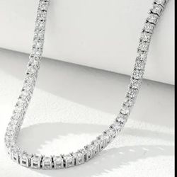 moissanite 4MM Tennis moissanite Necklace | 925 Silver Unisex 24inches 