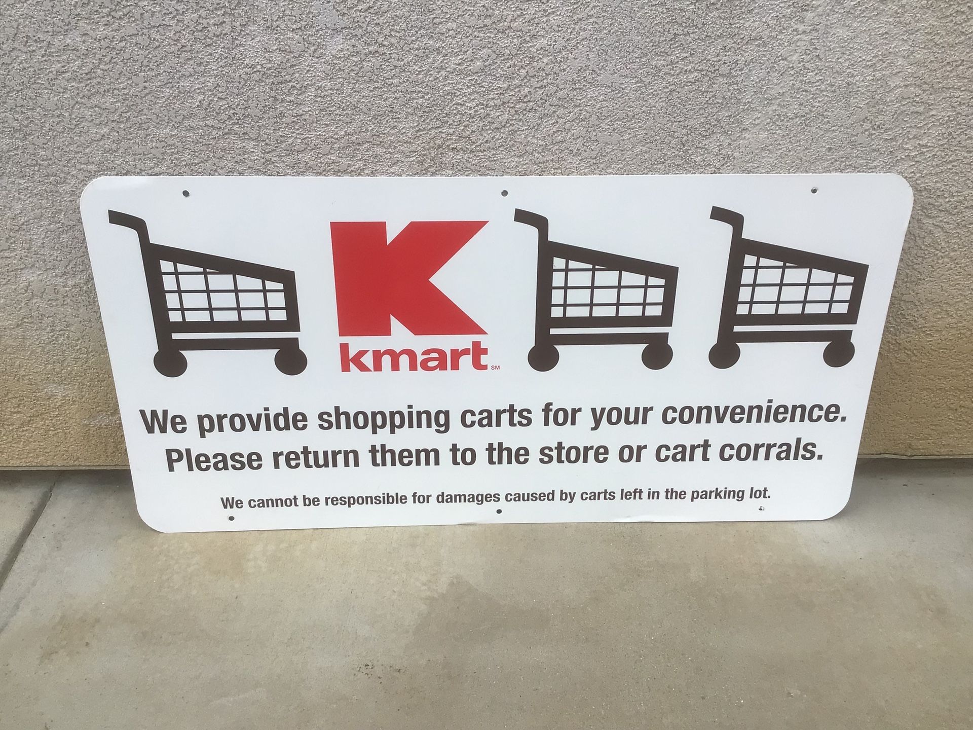 Vintage K Mart Shopping Cart Sign Metal Double Sided 24x48