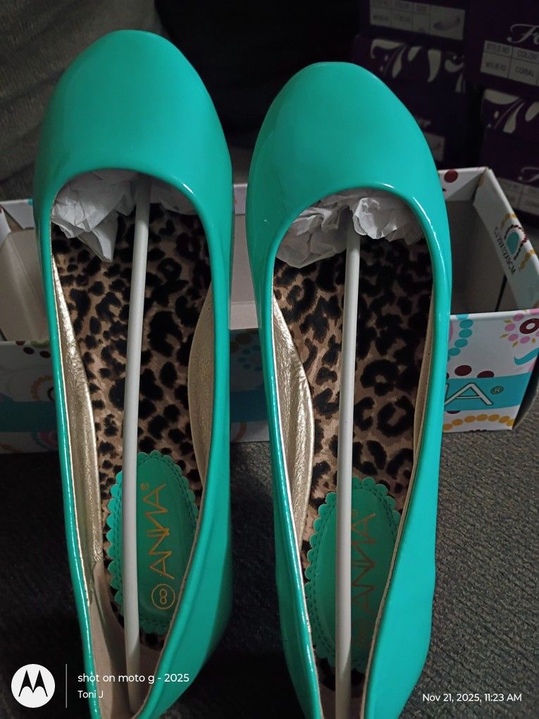 Teal Ballet Flats Size 8