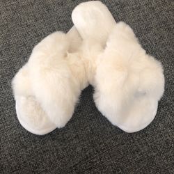 White Fluffy Slippers