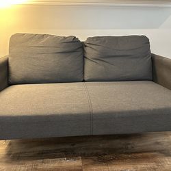 GLOSTAD Ikea $90 Loveseat, Knisa dark gray   With free “Floor uplighter, black/white”