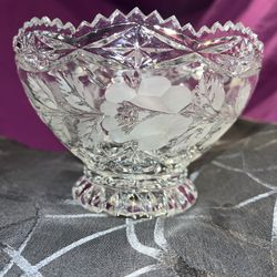 Crystal Clear Industries Etched Rose Crystal Footed Bowl
