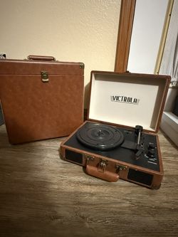 Victrola Suitcase Record Player + Record Holder