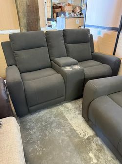 Suede like Upholstered Double Recliner Loveseat 