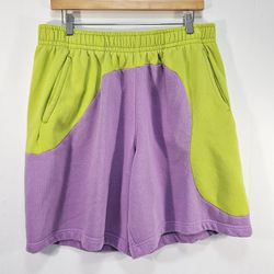 Nike Sportswear Color Clash Fleece Shorts Green/Violet DR9856-321 Men's Size XL 