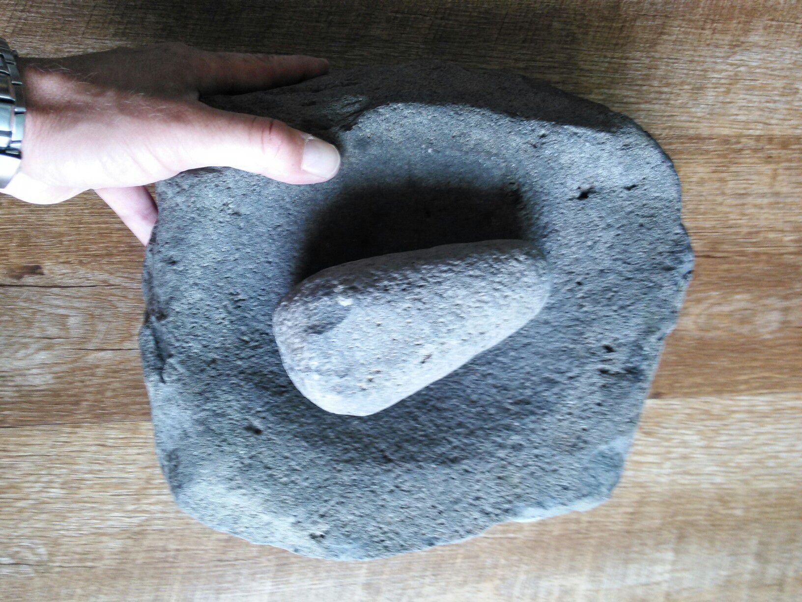 Tillage- Handcrafted Traditional Oval Natural Stone Mortar Pestle