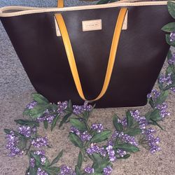 COACH Metro Black & Tan Saffiano Leather Large Tote Bag