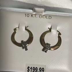 cross gold hoop earrings 