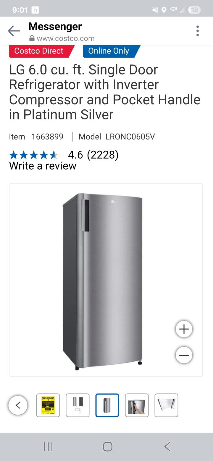 LG 6.0 cu. ft. Single Door Refrigerator