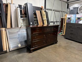 Dark Cherry Wood 7-Drawer Dresser $220