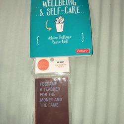 Teacher Wellbeing & Self-Care Book + Burgundy Teacher Mini Notebook Set