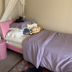 Twin Pink Velvet tufted bed Frame