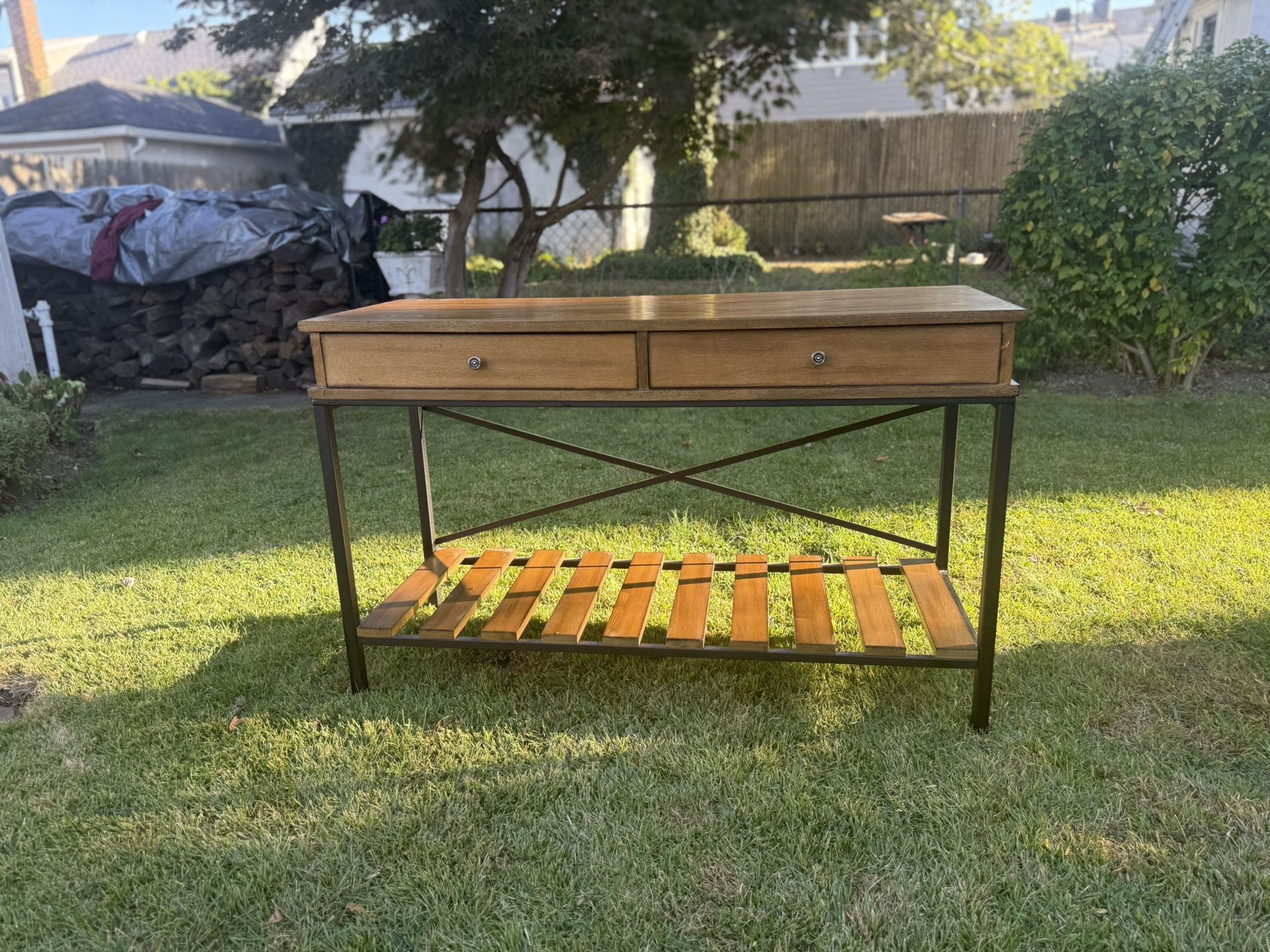 odern Farmhouse Console Table with Drawers & Shelf – Entry, Sofa, or Hall Table