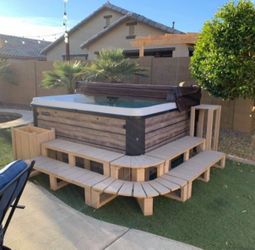 Hot Tub / Spa - custom stairs. Furniture wood