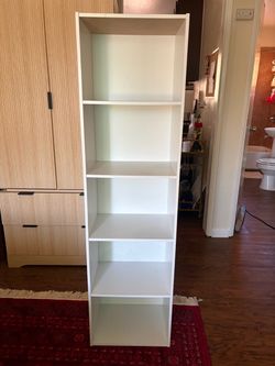 5 Tiered White Bookshelf