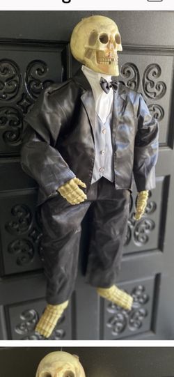 VINTAGE HANGING SKELETON WITH TUXEDO 