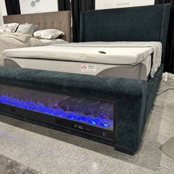 King Bed with Modern LED Fireplace – Elegance and Comfort in One Set. Ask for Price 