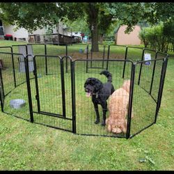 New 47" Tall Heavy Duty 12 Panel Dog Playpen with Door 79 Sqft Shapable Indoor Outdoor Dog Play Yard Portable Dog Cage 32' Long Pet Fence  