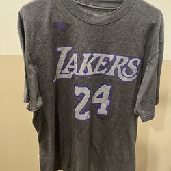 Adidas NBA Los Angeles Lakers Kobe Bryant #24 Graphic T-Shirt Grey Size Large Vintage
