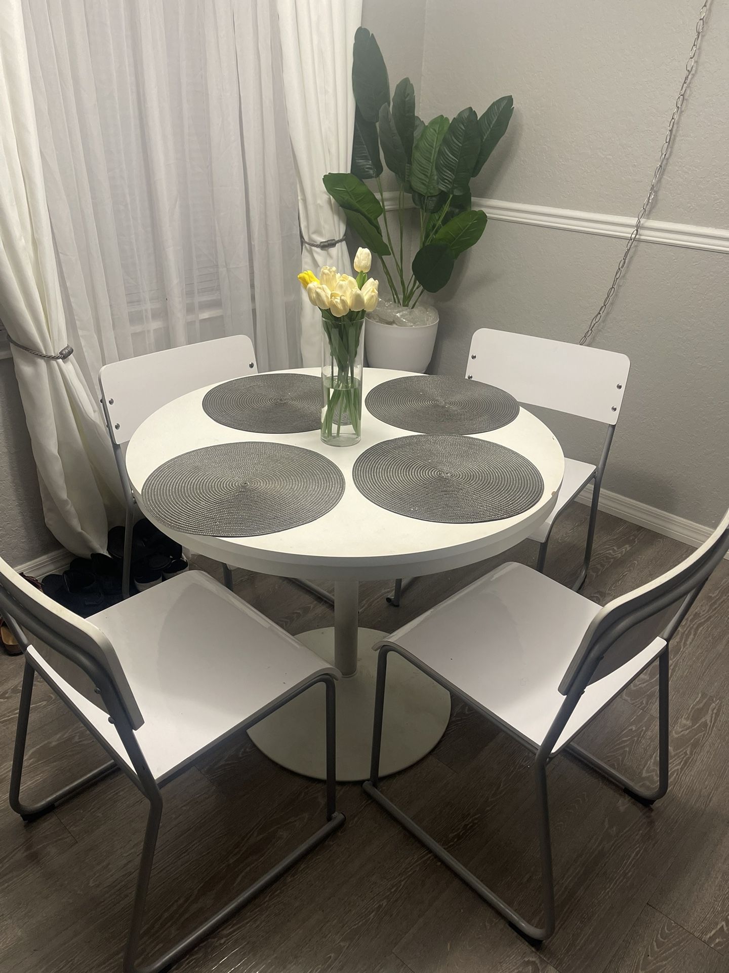 Dining White Table Set With 4 Chairs