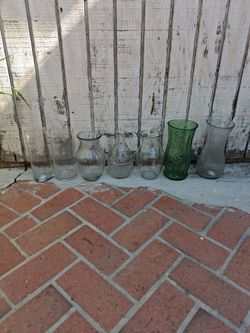 Set of 6 Mixed Glass Vases