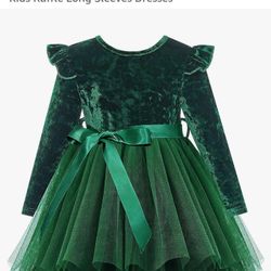 4-5T Girls Toddlers Velvet  Christmas Holiday Dress With Ruffles New In Bag From Amazon