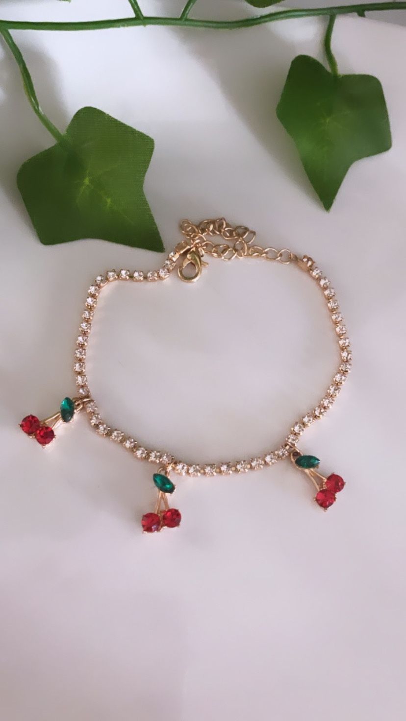 Cherry ankle bracelet
