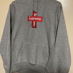 Supreme Box Logo Hoodie Grey Cross Small
