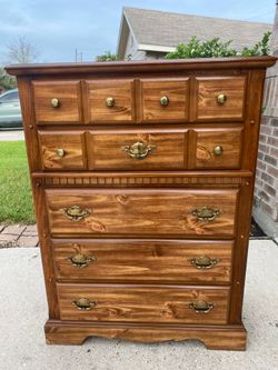 Bassett Solid Wood Tall Dresser - Vintage Chest