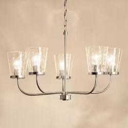 Kichler Coralise 5-Light Chandelier with Clear Water Glass in Brushed Nickel