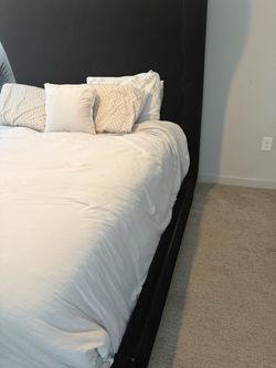 Black Wood Bed Frame with Headboard