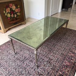 Designer Antiqued Mirror Coffee Table – Heavy Metal Frame