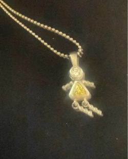925 Silver November Girl Pendant Necklace with Amber Stone
