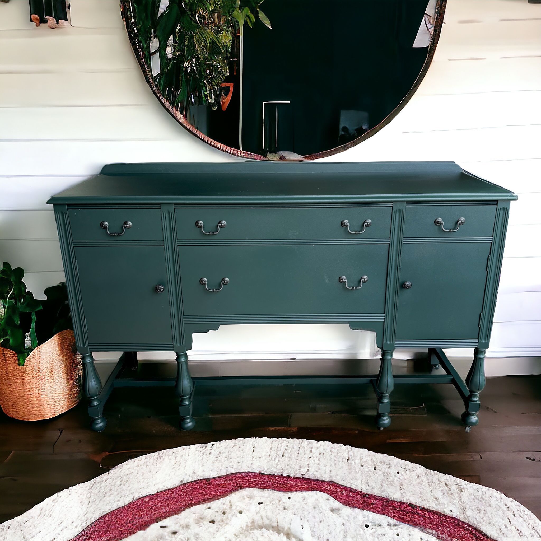 Vintage Green Wood Buffet 