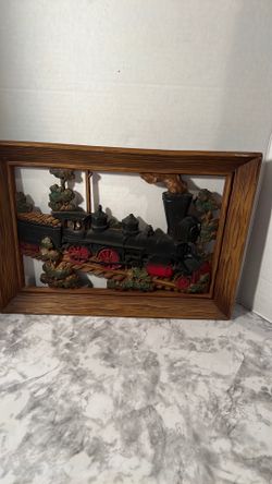 Vintage 1960s Syroco Steam Locomotive Train Plaque