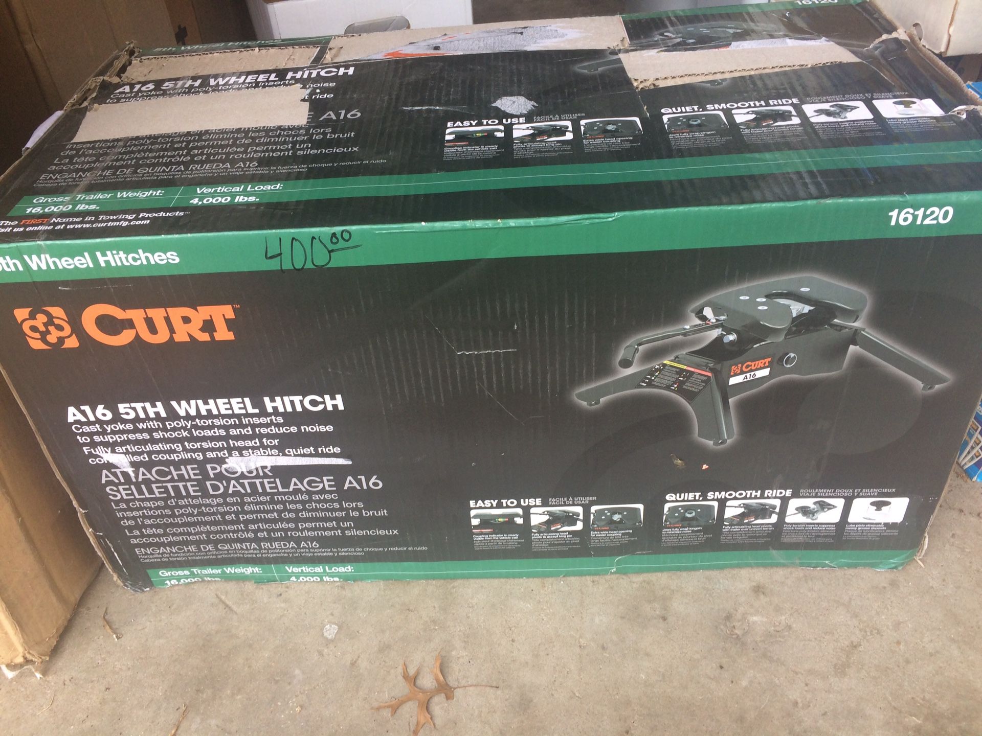 Model # 16120 Curt A16 16,000 LBS- Verticle Load = 4,000 Lbs 5th Fifth Wheel Hitch NIB
