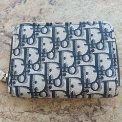 Gray Dior Oblique Jacquard Card Holder Leather Wallet for Women