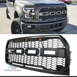 Fits 15-17 Ford F150 Front Bumper Upper Grille Matte Black