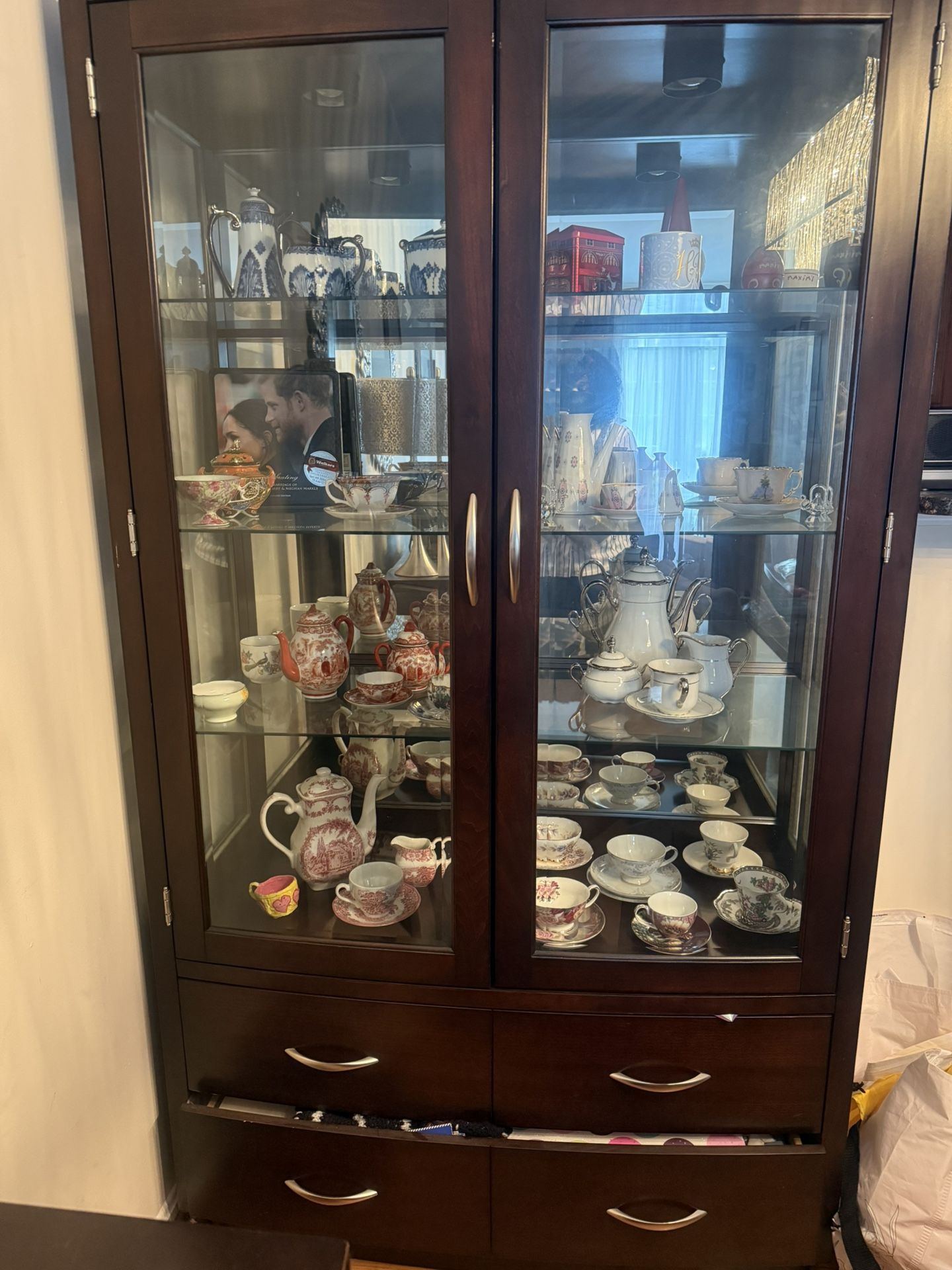 Beautiful Glass And Wood Armoire