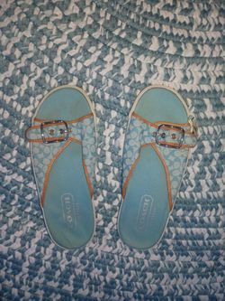 Coach Signature T-Strap Sandals