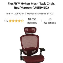 FlexFit Hyken Mesh Task Chair Red Maroon UN59462 for Sale in