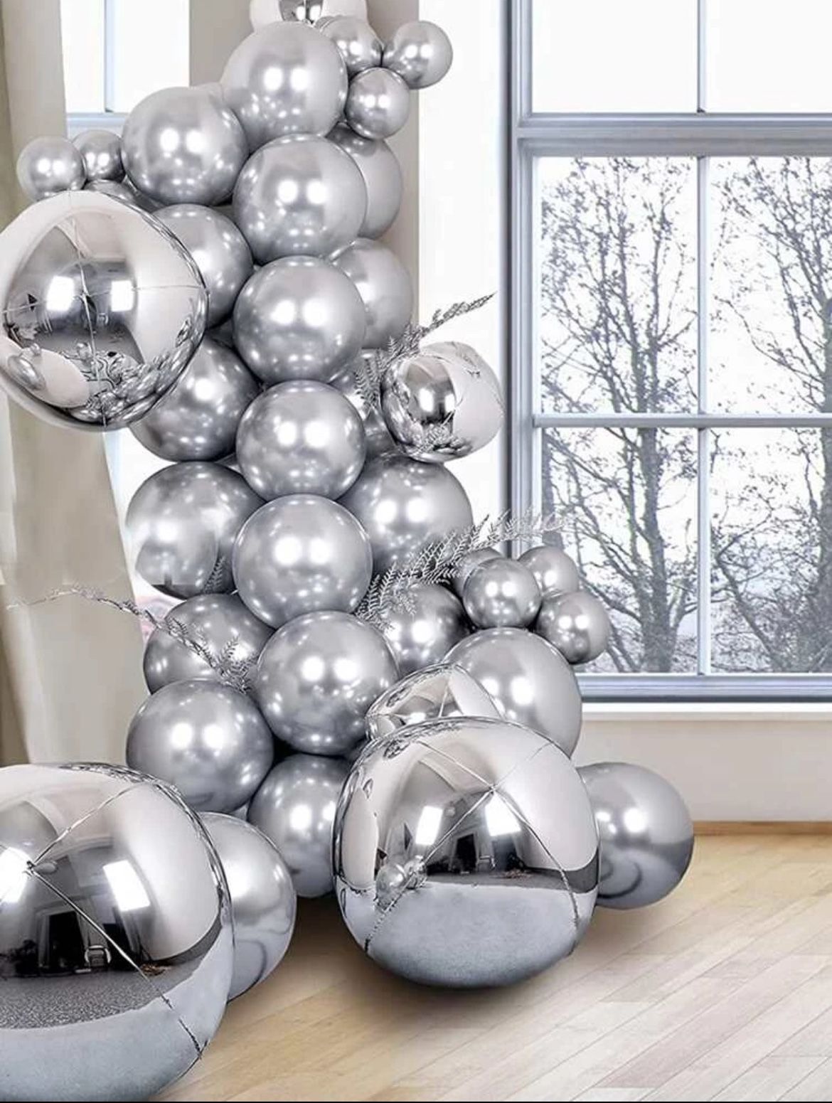 69pcs Metallic Silver Balloon Set