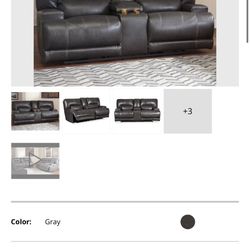 Recliner Dark Gray Leather Couches 