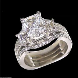 10k Solid white gold Brilliant Round cut Engagement Wedding ring.(size 7）