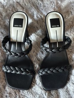 Dolce Vida Black Leather Strapped Heels (size 7)