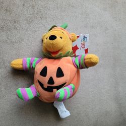 Disney Store Winnie The Pooh Poohbear Pumpkin Costume Plush Beanbag, New