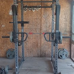 Silver Titan Series Power Rack With Attatchments