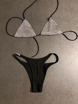 Black Rhinestone Triangle Bikini Set