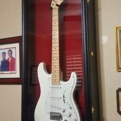 JSA Certified Autographed Willie Nelson Fender Guitar W/Custom Shadow Box